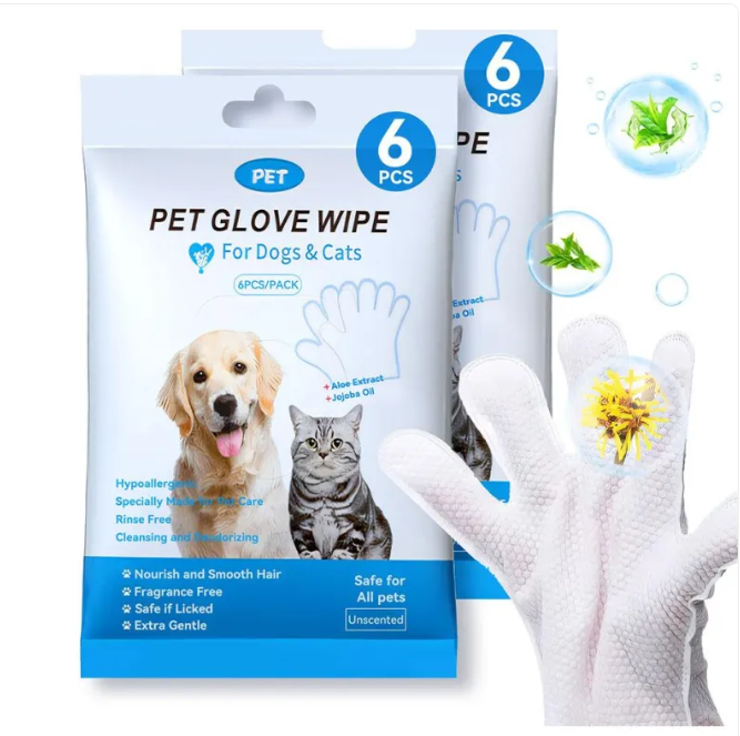Pet Cleaning Gloves & Wipes